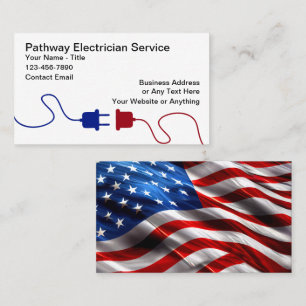 Patriottische Amerikaanse elektricien thema visite Visitekaartje
