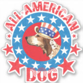 Patriottische Amerikaanse Engelse coonhound vinyl  Sticker (Voorkant)