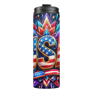 Patriottische Amerikaanse explosieve vuurwerk 4 ju Thermosbeker