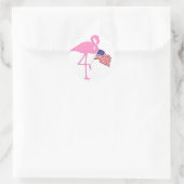 Patriottische Amerikaanse Flamingo met Vlag Ronde Sticker (Tas)