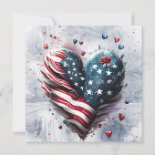 Patriottische Amerikaanse Hart Kunst Feestdagenkaart (Voorkant)