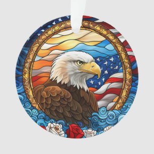 Patriottische Amerikaanse Kale Adelaar "Glas in lo Ornament
