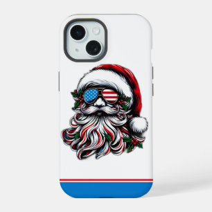 Patriottische/Amerikaanse Kerstman iPhone 15 Hoesje