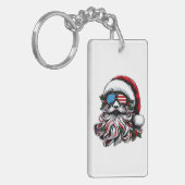 Patriottische/Amerikaanse Kerstman Sleutelhanger (Voorkant Links)