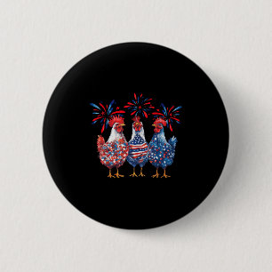 Patriottische Amerikaanse kip 4 juli Amerikaanse v Ronde Button 5,7 Cm