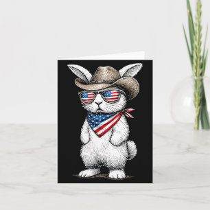 Patriottische Amerikaanse Konijn Cowboy Gezicht Pa Kaart