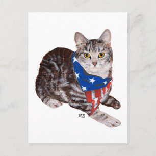 Patriottische Amerikaanse Korthaar Tabbykat Briefkaart