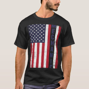 Patriottische Amerikaanse Mechanic USA Flag Meric T-shirt