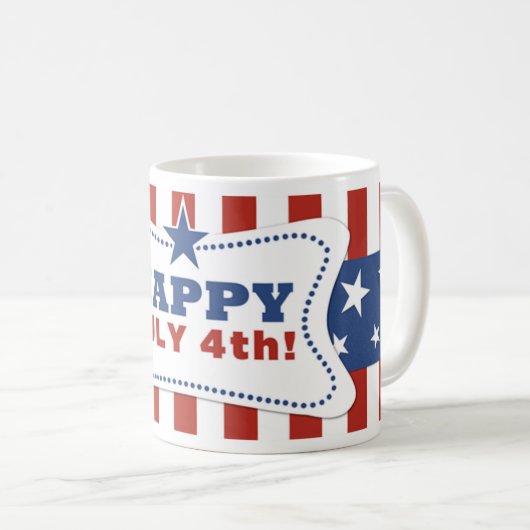 Patriottische Amerikaanse mok op 4 juli op dag van (Voorkant rechts)