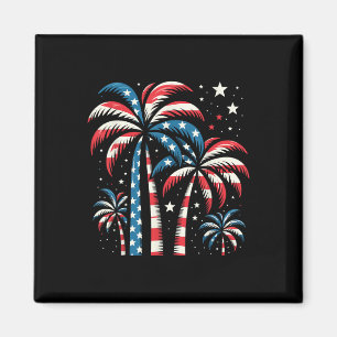 Patriottische Amerikaanse Palmboom Zomer Usa Vlag Magneet