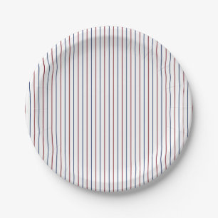 Patriottische Amerikaanse Rood Wit en Blauw Pinstr Papieren Bordje