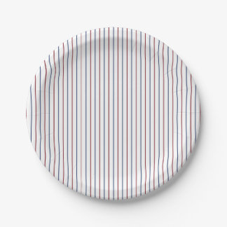 Patriottische Amerikaanse Rood Wit en Blauw Pinstr Papieren Bordje