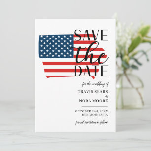 Patriottische Amerikaanse staat Iowa Destination W Save The Date