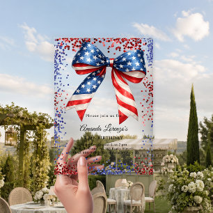 Patriottische Amerikaanse strik rood wit blauw ver Acryl Uitnodigingen