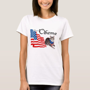 Patriottische Amerikaanse Tabby Kat voor Obama T-shirt