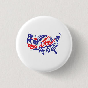 Patriottische Amerikaanse typografiekaart Ronde Button 3,2 Cm