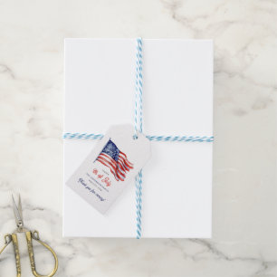 Patriottische Amerikaanse Vlag 4 juli Dank u Cadeaulabel