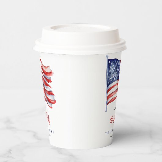 Patriottische Amerikaanse vlag 4 juli Welkomstbord Papieren Bekers (Links)