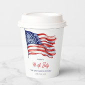 Patriottische Amerikaanse vlag 4 juli Welkomstbord Papieren Bekers (Voorkant)