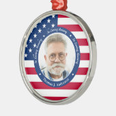 Patriottische Amerikaanse vlag Aangepast 2 Foto Me Metalen Ornament (Links)
