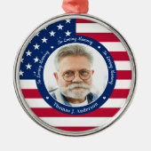 Patriottische Amerikaanse vlag Aangepast 2 Foto Me Metalen Ornament (Voorkant)