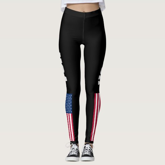 Patriottische Amerikaanse vlag, aangepaste kleur Leggings (Voorkant)