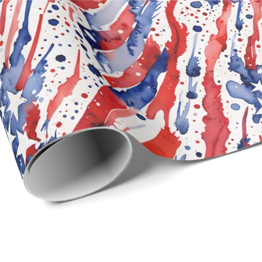 Patriottische Amerikaanse vlag Abstracte verf spla Cadeaupapier (Rol Hoek)