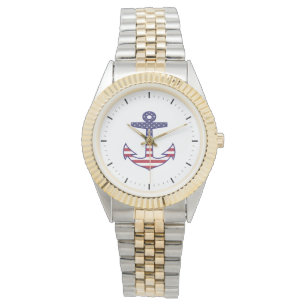 Patriottische Amerikaanse Vlag Anker Nautisch Horloge