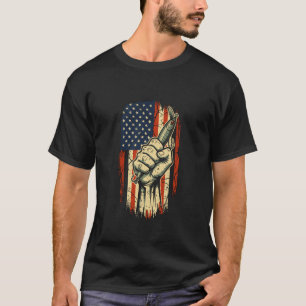 Patriottische Amerikaanse Vlag Baars Vislijn Vuist T-shirt
