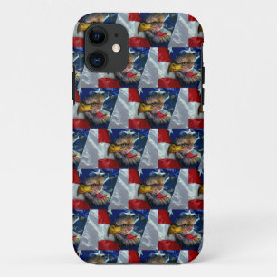 Patriottische Amerikaanse vlag Bald Eagle Wolf iPhone 11 Hoesje