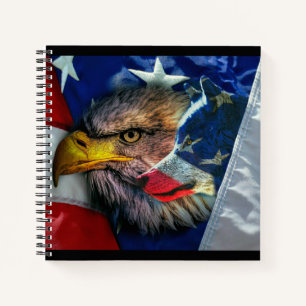 Patriottische Amerikaanse vlag Bald Eagle Wolf Notitieboek