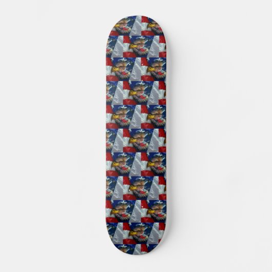 Patriottische Amerikaanse vlag Bald Eagle Wolf Skateboard (Voorkant)