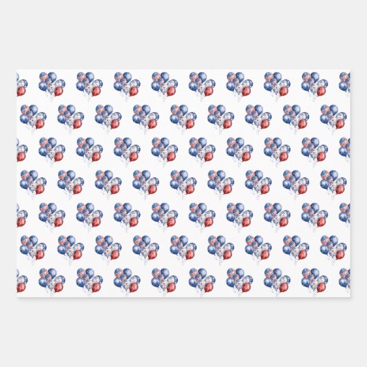 Patriottische Amerikaanse vlag ballonnen in rood w Inpakpapier Vel (Voorkant)