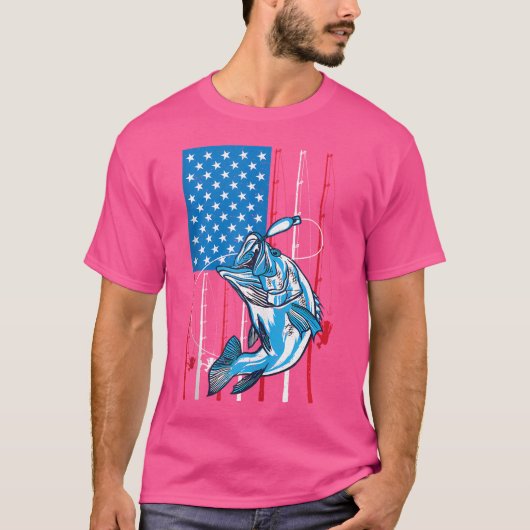 Patriottische Amerikaanse vlag bas Vissen Gevist R T-shirt (Voorkant)
