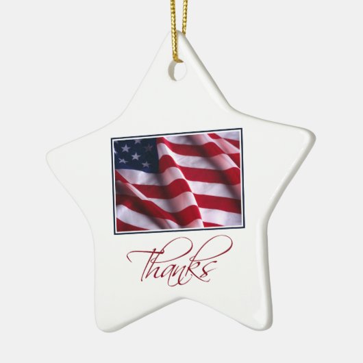 Patriottische Amerikaanse vlag Bedankt in het rood Keramisch Ornament (Links)