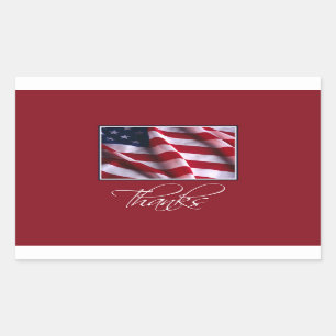 Patriottische Amerikaanse vlag Bedankt in het rood Rechthoekige Sticker