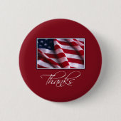 Patriottische Amerikaanse vlag Bedankt in het rood Ronde Button 5,7 Cm (Voorkant)