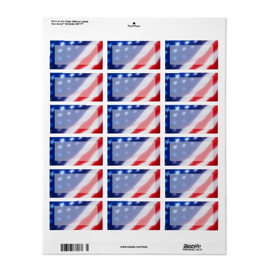Patriottische Amerikaanse vlag Blank Etiket (Full Sheet)