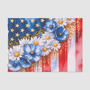Patriottische Amerikaanse Vlag Bloemenglitter Tissuepapier
