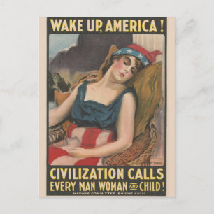 Patriottische Amerikaanse Vlag Dame Vintage Geschi Briefkaart