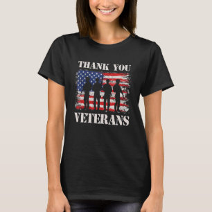 Patriottische Amerikaanse vlag Dank jullie veteran T-shirt