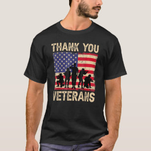 Patriottische Amerikaanse vlag Dank jullie veteran T-shirt