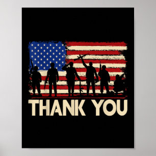 Patriottische Amerikaanse vlag Dank u veteranen Poster