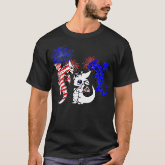 Patriottische Amerikaanse vlag dragon over de vier T-shirt
