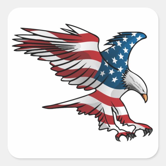 Patriottische Amerikaanse vlag Eagle Vierkante Sticker (Voorkant)