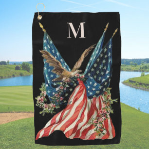 Patriottische Amerikaanse vlag en adelaar Amerikaa Golfhanddoek
