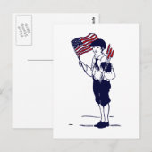 Patriottische Amerikaanse vlag en vuurwerk jongen Briefkaart (Voorkant / Achterkant)