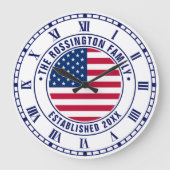 Patriottische Amerikaanse vlag Familienaam Datum v Grote Klok (Voorkant)