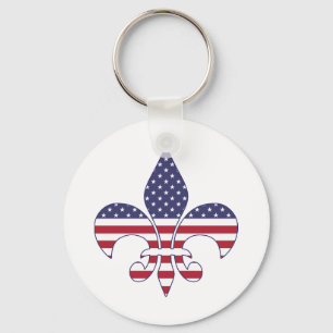 Patriottische Amerikaanse vlag Fleur-de-lis Sleutelhanger
