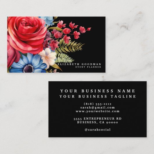 Patriottische Amerikaanse vlag Floral Visitekaartj Visitekaartje (Voorkant / Achterkant)